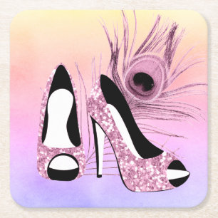 Sparkle Pumps Extravagant Rechteckiger Pappuntersetzer