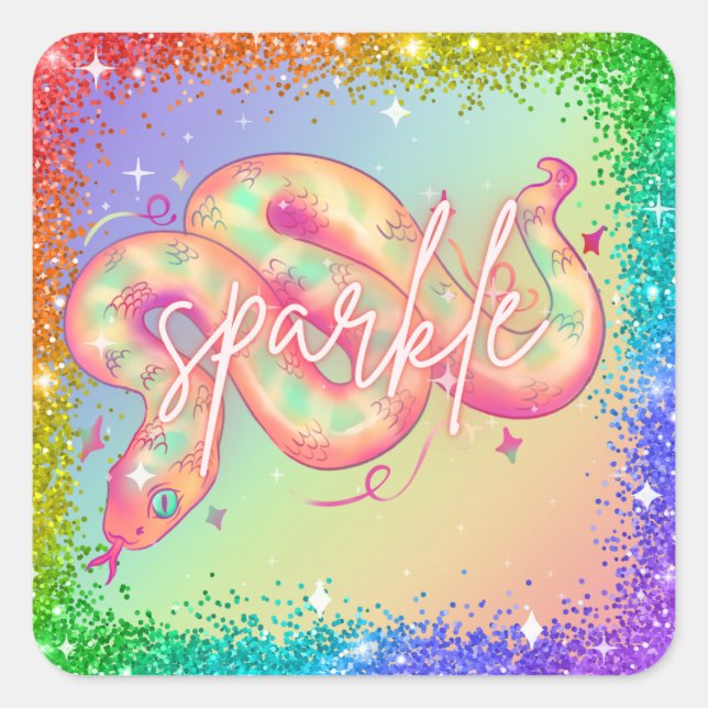 "Sparkle" Rainbow Snake Sticker (Vorderseite)