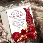 Sparkle Red Dress Rose Gold Leaf 50. Geburtstag Einladung<br><div class="desc">Sparkle Red Dress Rose Gold Leaf 50. Geburtstag Einladung Siehe Matching Kollektion in Nest und Nest Store Vielen Dank</div>