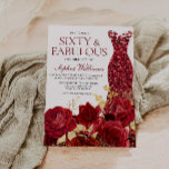 Sparkle Red Dress Rose Gold Leaf 60. Geburtstag Einladung<br><div class="desc">Sechzig & Fabulous! Sparkle Red Dress Rose Gold Leaf 60. Geburtstag Einladung Siehe Matching Kollektion in Nest und Nest Store Vielen Dank</div>