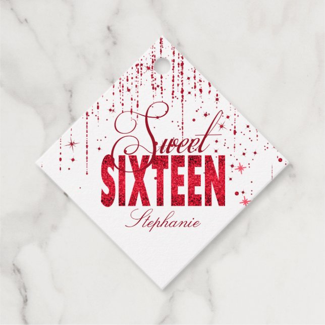 Sparkle Red, Sweet 16 Geschenkanhänger (Vorderseite)