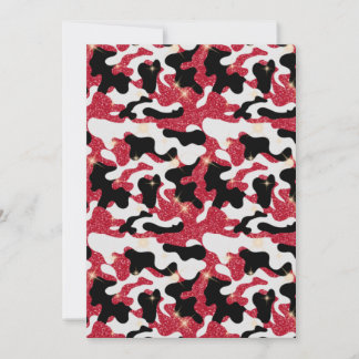 Sparkle Red White Black Camouflage Camouflage Einladung