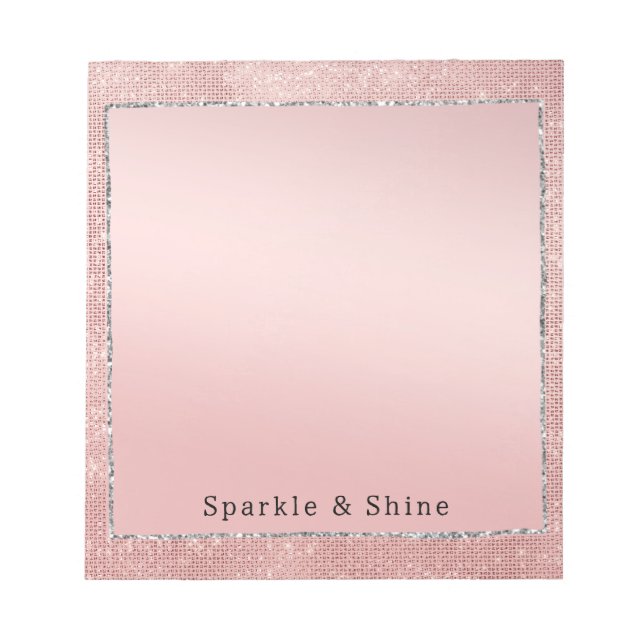 Sparkle Rose Gold Glam Brown Glitzer Notizblock (Vorderseite)