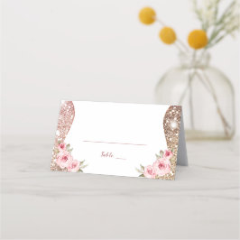 Sparkle Rose Gold Glitzer und Blumenhochzeit Platzkarte