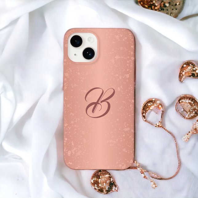 Sparkle Rose Gold Look Mit Monogramm iPhone Case (Von Creator hochgeladen)