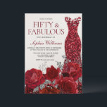 Sparkle Rotes Kleid & Rose 50. Geburtstag Shimmer Einladung<br><div class="desc">Sparkle Rotes Kleid & Rose 50. Geburtstag Shimmer Einladung Siehe Matching Kollektion in Nest und Nest Store Vielen Dank</div>