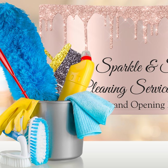 Sparkle & Shine Cleaning Grand Opening Broom Tropf Banner (Sparkle & Shine Cleaning Grand Opening Broom Drips Banner)