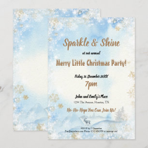Sparkle Shine Frosty Blue Merry Little Christmas Einladung