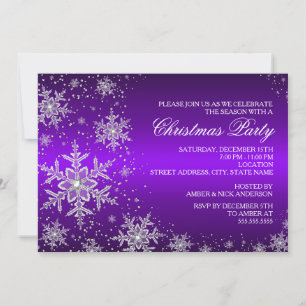 Sparkle Snowflake Lila Weihnachtsfest Party Einlad Einladung