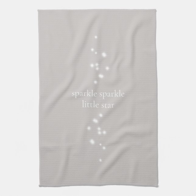 Sparkle Sparkle Little Star Silver Grau Starlight Geschirrtuch (Vertikal)