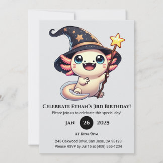 Sparkle Spell Axolotl Birthday Einladung