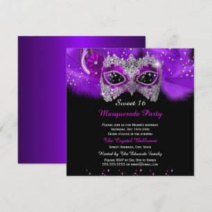 Sparkle Spitzen Maske Lila Masquerade Sweet 16 Einladung