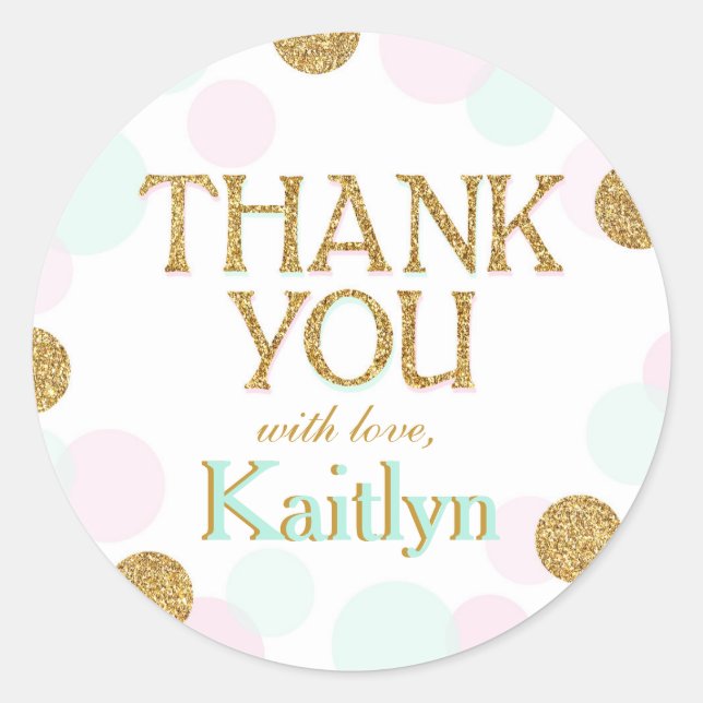 Sparkle Sprinkle Punkte Dankeschön Label Runder Aufkleber (Vorderseite)