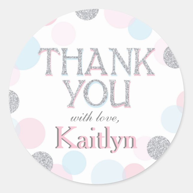 Sparkle Sprinkle Punkte Dankeschön Label Runder Aufkleber (Vorderseite)