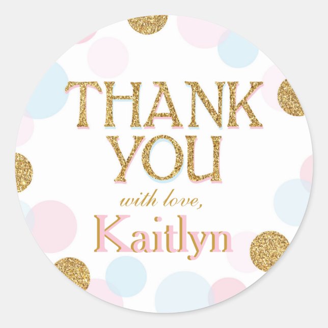 Sparkle Sprinkle Punkte Dankeschön Label Runder Aufkleber (Vorderseite)