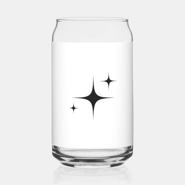 Sparkle Star Modernes Trinkglas | Minimalistisch B Dosenglas (Vorderseite)