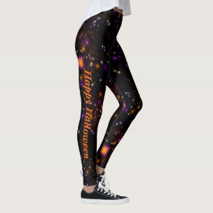 Sparkle Star Sky Halloween Orange und Lila Leggings