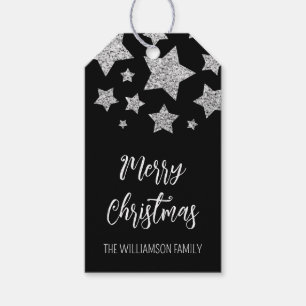 Sparkle Stars Frohe Weihnachtsfeiertage Silber sch Geschenkanhänger