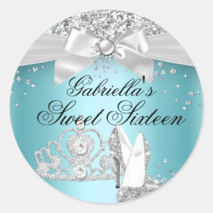 Sparkle Tiara Absätze Teal Sweet 16 Aufkleber