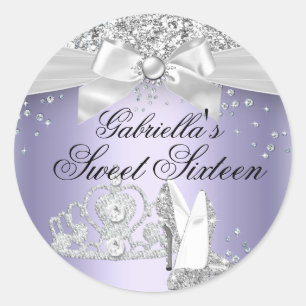 Sparkle Tiara & Heelses Lila Sweet 16 Sticker