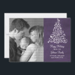 Sparkle Tree Chalkboard Flachbild-Karte, Lila Feiertagskarte<br><div class="desc">Die trendige und stilvolle Sparkle Tree Chalkboard Flachbild-Karte in lila Form mit Chalkboard-Look und elegantem Weihnachtsbaum. Diese schicke Karte eignet sich hervorragend, um Freunden und der Familie Urlaubswünsche zu senden. Passen Sie sich mit Ihrem eigenen Foto und dem personalisierten Gruß Ihrer Wahl an. Klicken Sie auf "Anpassen", um weitere Personalisierungsoptionen...</div>