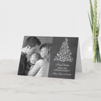 Sparkle Tree Chalkboard Holiday Card, grau Feiertagskarte