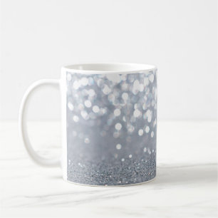 Sparkle und glänzend silberner Glitzer abstrakt Kaffeetasse