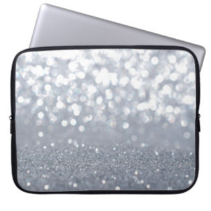 Sparkle und glänzend silberner Glitzer abstrakt Laptopschutzhülle