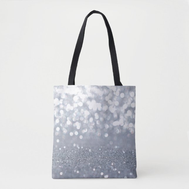 Sparkle und glänzend silberner Glitzer abstrakt Tasche (Vorderseite)