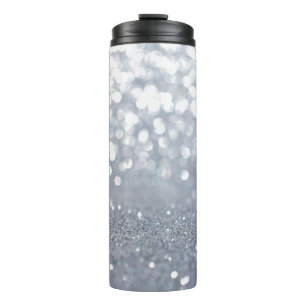 Sparkle und glänzend silberner Glitzer abstrakt Thermosbecher