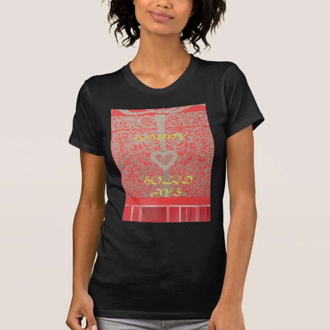 Sparkle und Shine: Roter Glitzer Herzlichen Glückw T-Shirt (Vorderseite)
