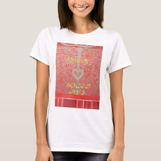 Sparkle und Shine: Roter Glitzer Herzlichen Glückw T-Shirt (Vorderseite)