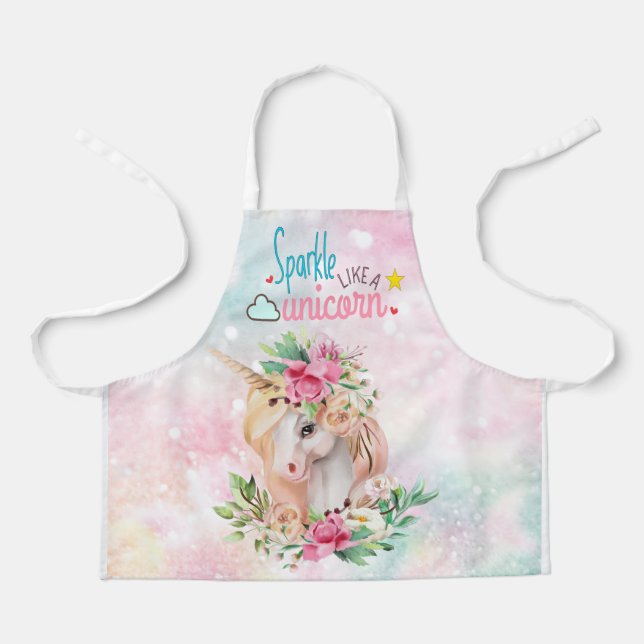 Sparkle Unicorn Glitzer Schürze (Vorderseite)