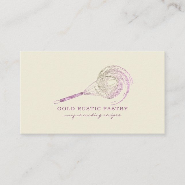 Sparkle Whisk Glitzer Rose Gold Bäckerei Elfenbein Visitenkarte (Vorderseite)