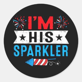 Sparkler and 4th of july matching couplesSparkler  Runder Aufkleber