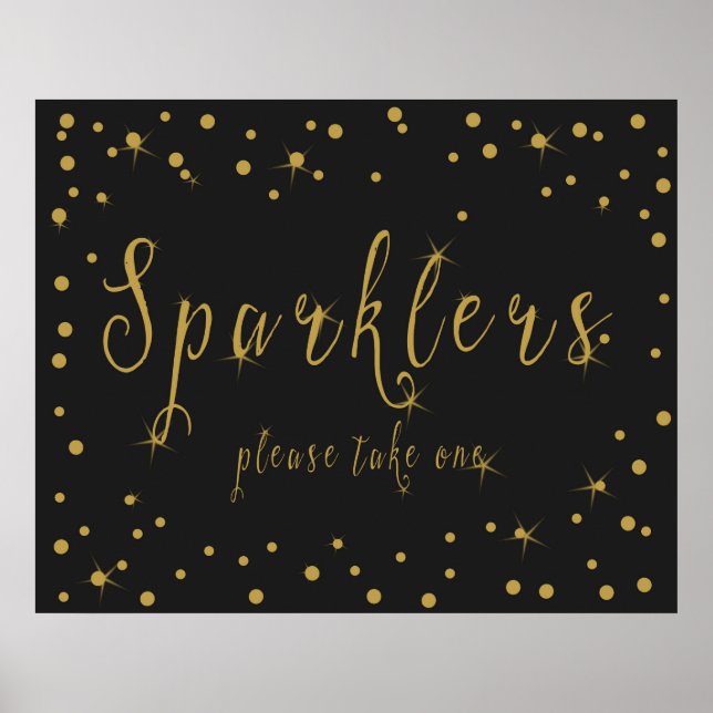 Sparkler bitte ein Zeichen in Gold und Schwarz neh Poster (Vorne)