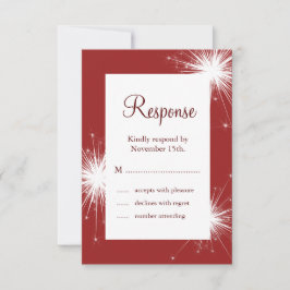 Sparkler in Red Wedding RSVP Karte