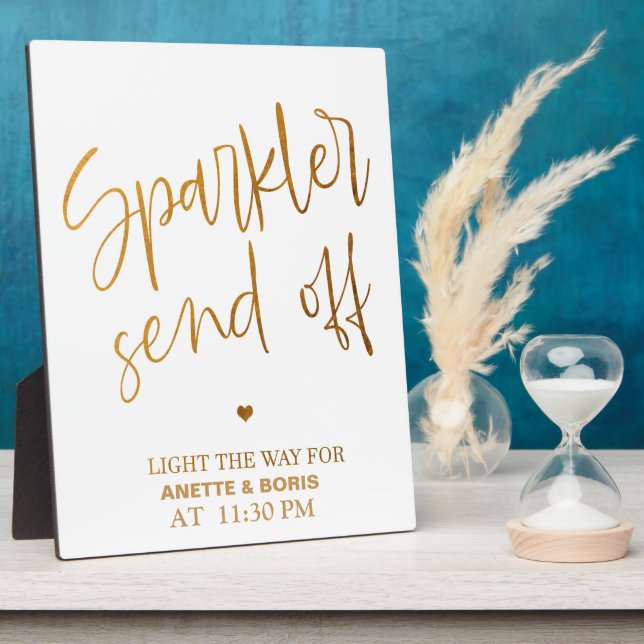 Sparkler senden das Zeichen Gold Tabletop Plaque a Fotoplatte (Seite)