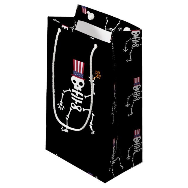 Sparkler Skeleton Kleine Geschenktüte (Vorderseite Schrägansicht)