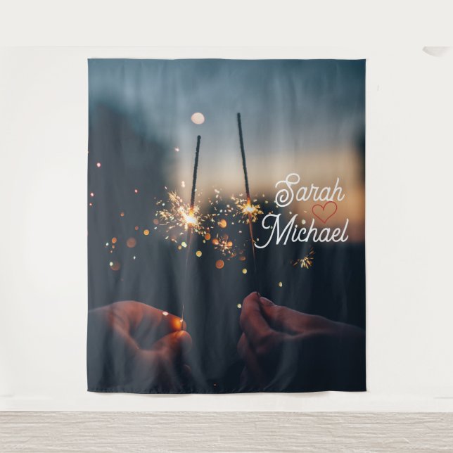 Sparkler Wedding Backdrop Wandteppich (Vorderseite)