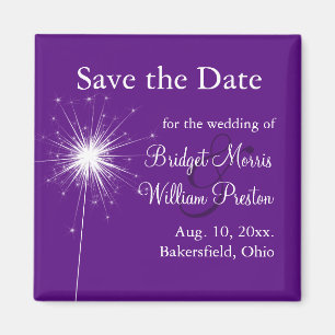 Sparkler Wedding Lila Speichern Sie das Date Magne Magnet