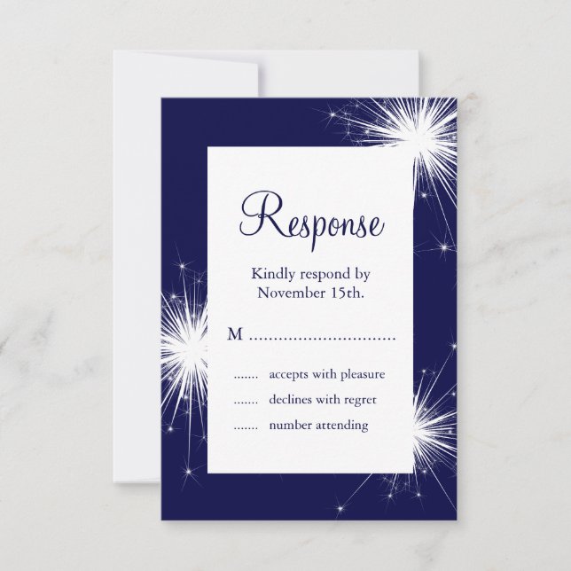 Sparkler Wedding RSVP (blau) Karte (Vorderseite)