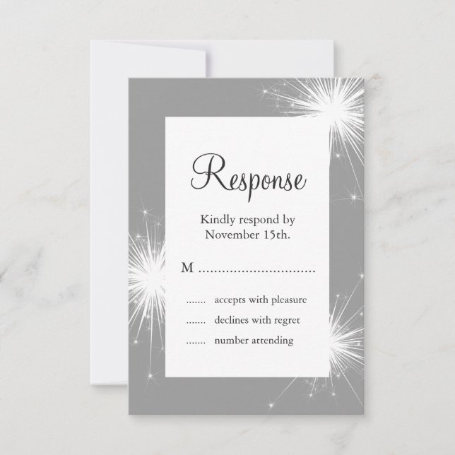 Sparkler Wedding RSVP (grau) (Vorderseite)