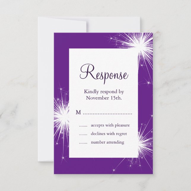 Sparkler Wedding RSVP (lila) Karte (Vorderseite)