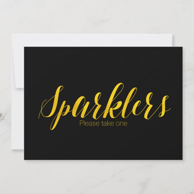"Sparklers" Imitate Gold Foil Chic Wedding Sign (Vorderseite)