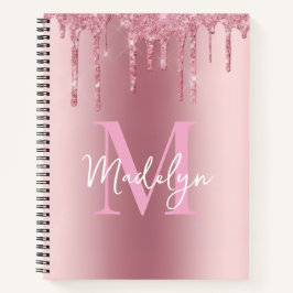  sparkles Pink glitter monogram name girly Notizbuch