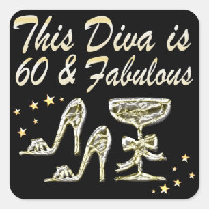 SPARKLING 60. DIVA QUADRATISCHER AUFKLEBER
