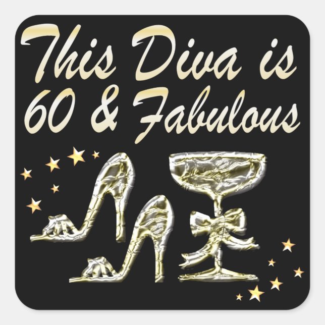 SPARKLING 60. DIVA QUADRATISCHER AUFKLEBER (Vorderseite)