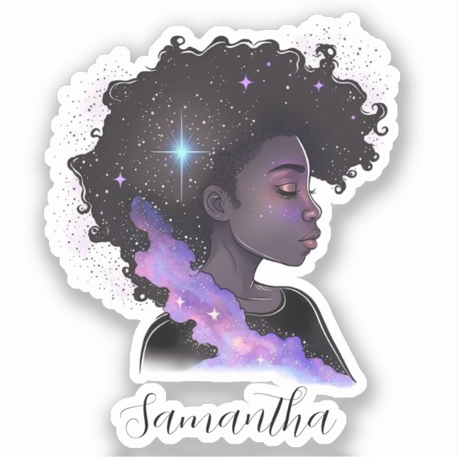 Sparkling Afro Woman Aufkleber (Vorderseite)