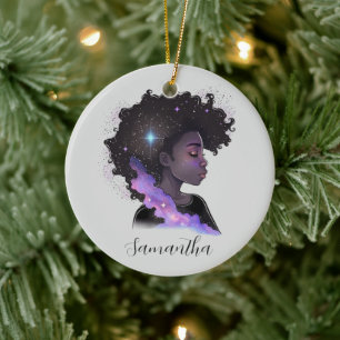 Sparkling Afro Woman Keramik Ornament